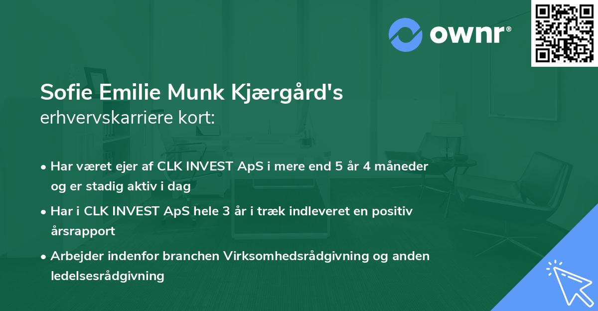Sofie Emilie Munk Kjærgård's erhvervskarriere kort