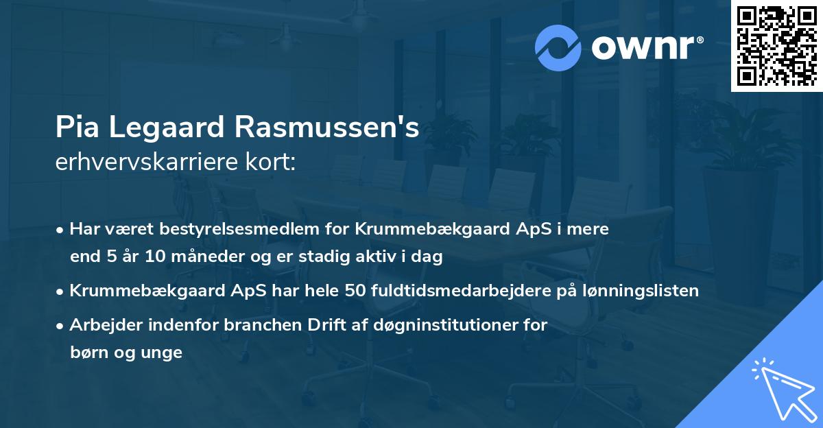 Pia Legaard Rasmussen's erhvervskarriere kort