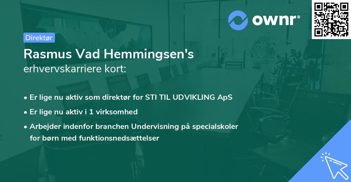 Rasmus Vad Hemmingsen's erhvervskarriere kort