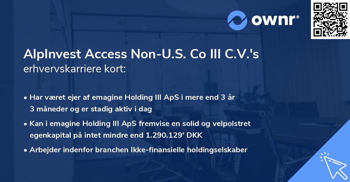 AlpInvest Access Non-U.S. Co III C.V.'s erhvervskarriere kort