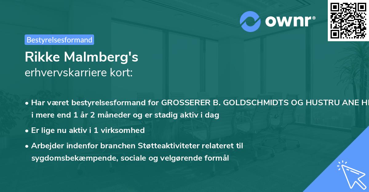 Rikke Malmberg's erhvervskarriere kort