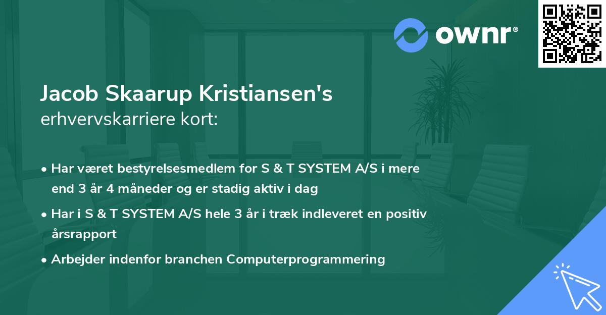 Jacob Skaarup Kristiansen's erhvervskarriere kort