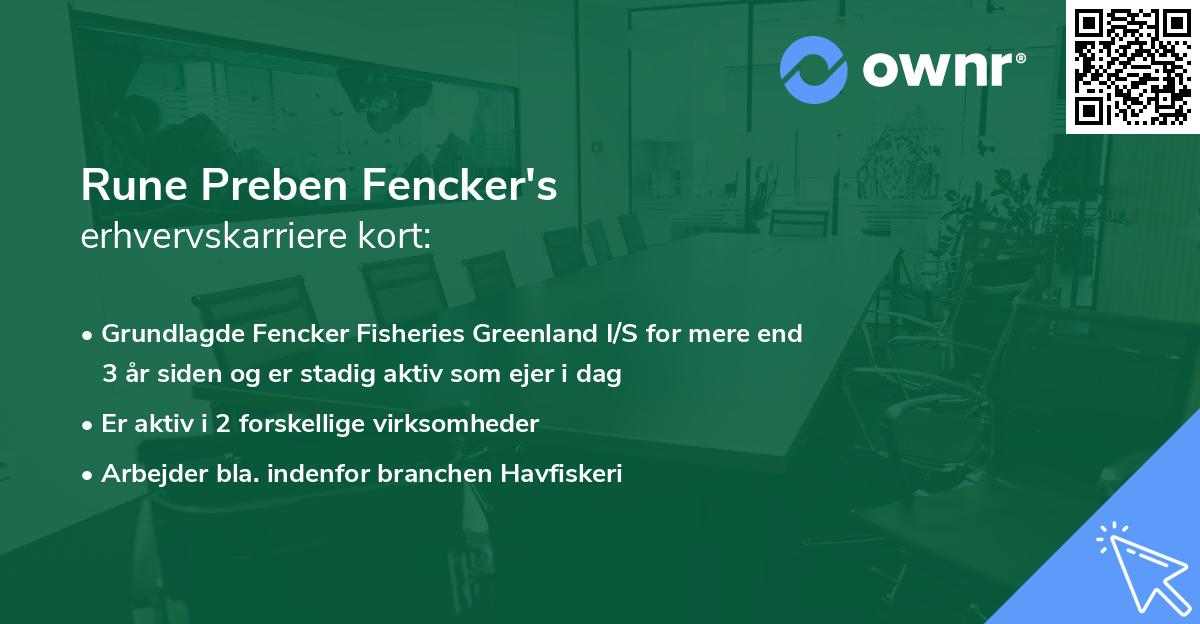 Rune Preben Fencker's erhvervskarriere kort