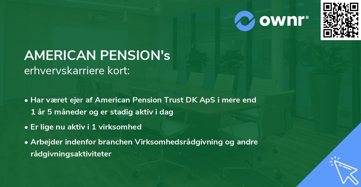 AMERICAN PENSION's erhvervskarriere kort