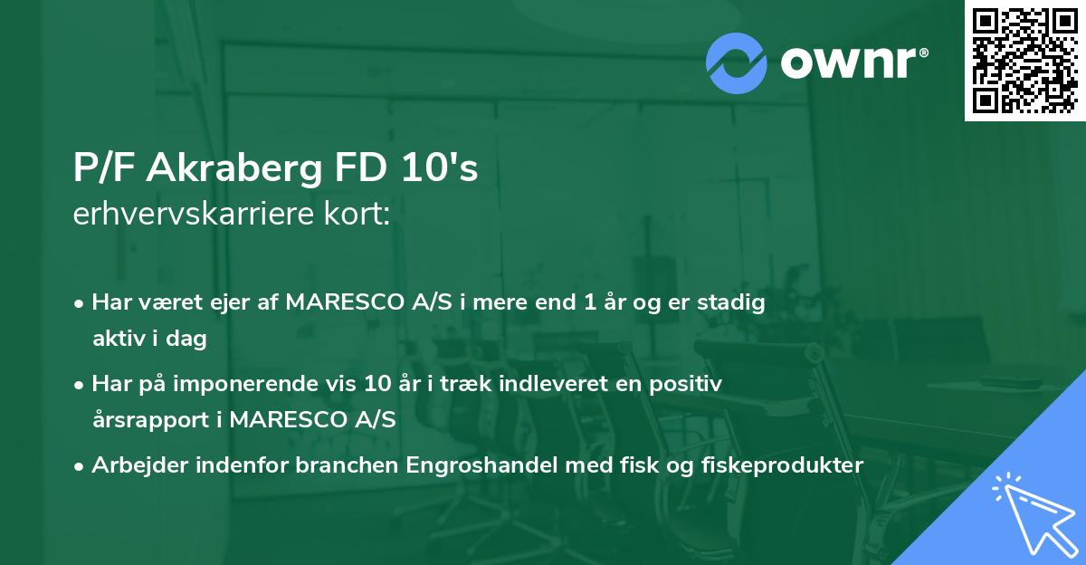 P/F Akraberg FD 10's erhvervskarriere kort