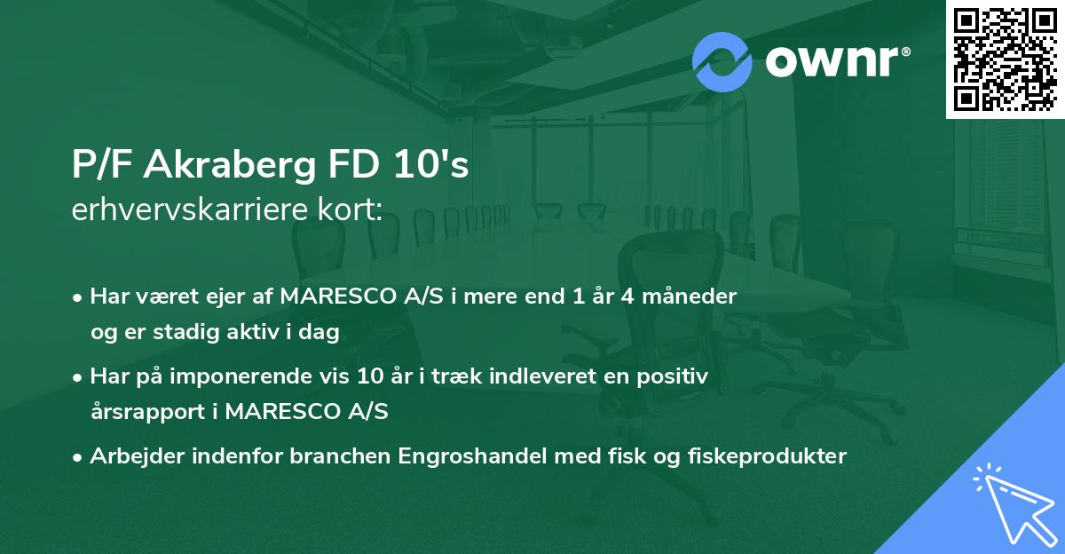 P/F Akraberg FD 10's erhvervskarriere kort