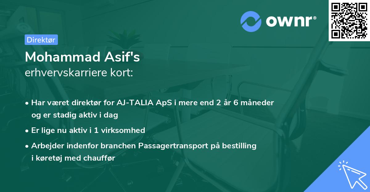 Mohammad Asif's erhvervskarriere kort