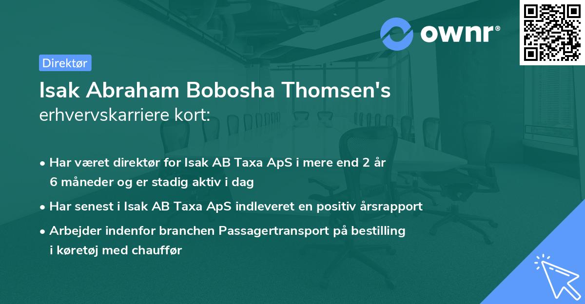 Isak Abraham Bobosha Thomsen's erhvervskarriere kort