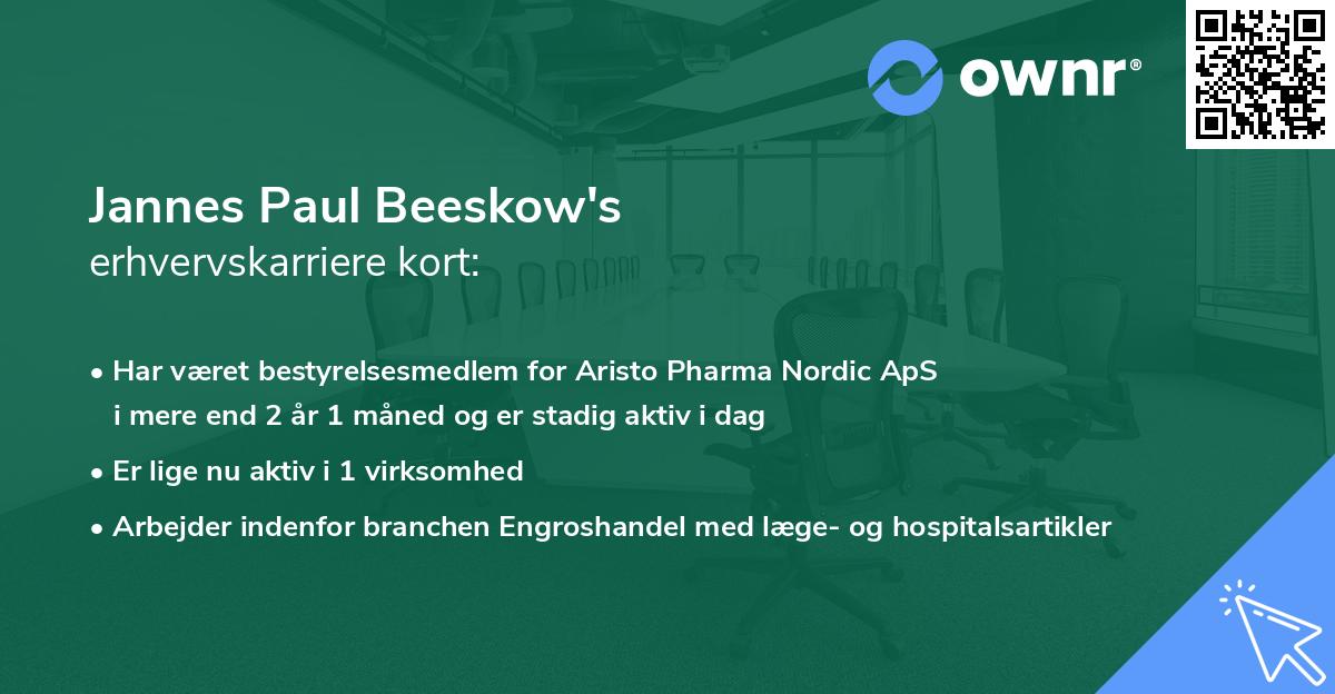 Jannes Paul Beeskow's erhvervskarriere kort