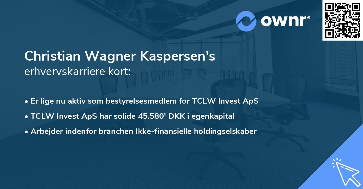 Christian Wagner Kaspersen's erhvervskarriere kort