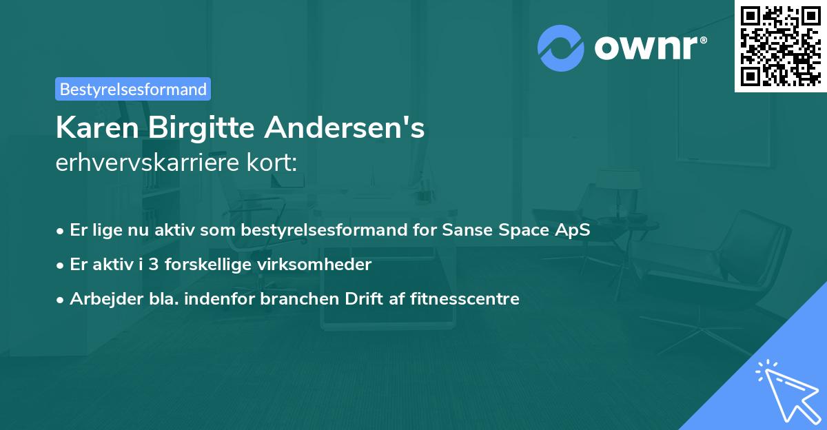 Karen Birgitte Andersen's erhvervskarriere kort