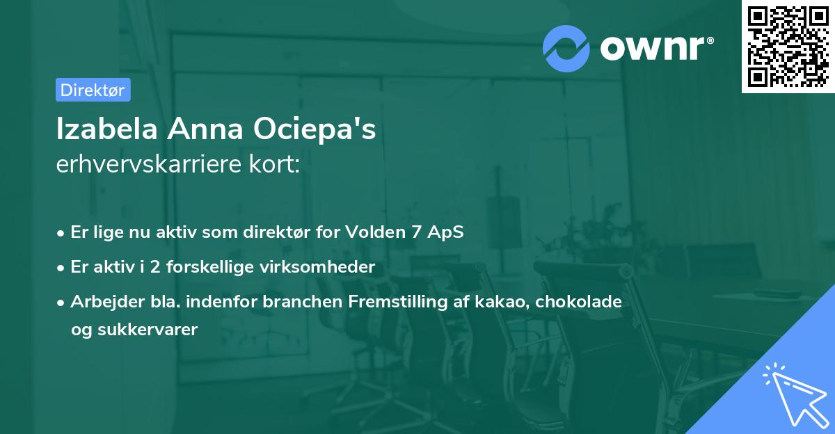 Izabela Anna Ociepa's erhvervskarriere kort