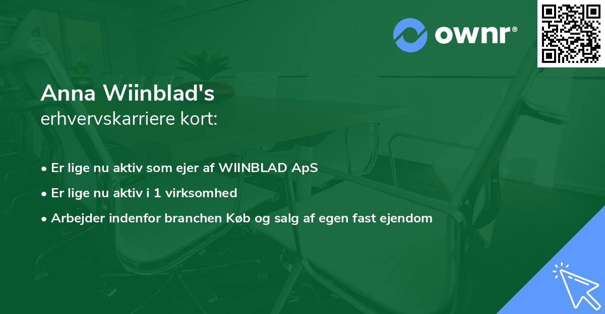 Anna Wiinblad's erhvervskarriere kort