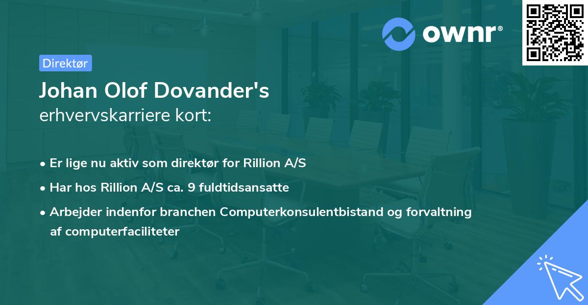 Johan Olof Dovander's erhvervskarriere kort