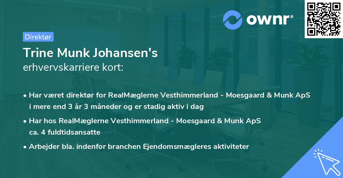 Trine Munk Johansen's erhvervskarriere kort