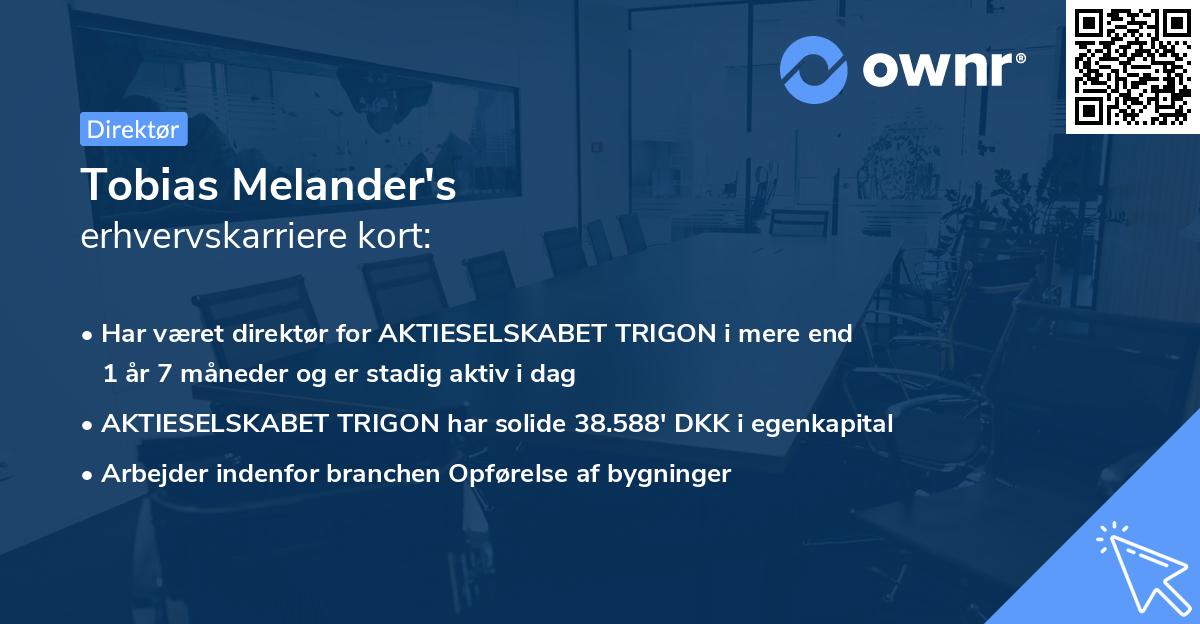 Tobias Melander's erhvervskarriere kort