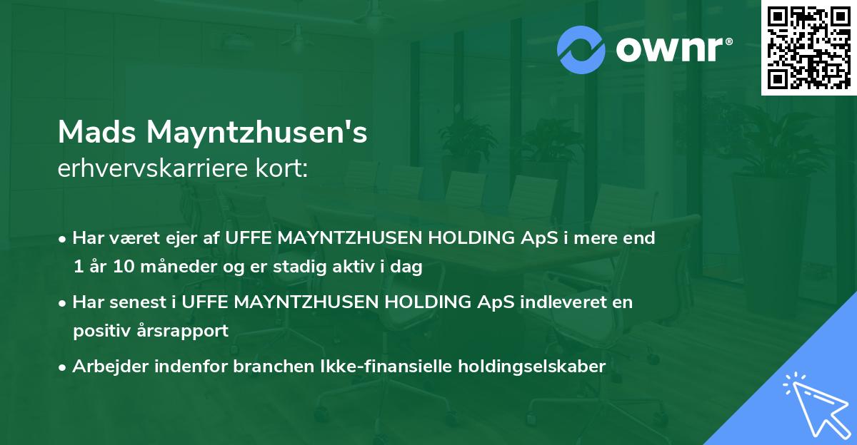 Mads Mayntzhusen's erhvervskarriere kort