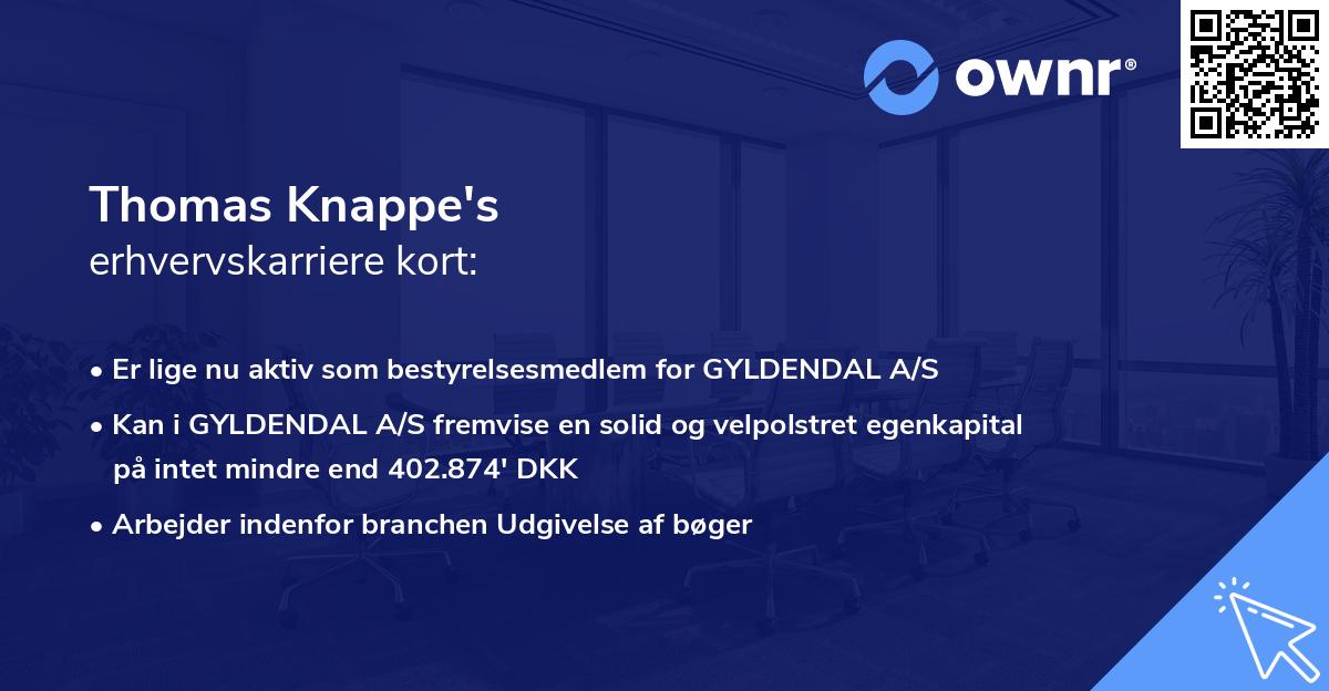 Thomas Knappe's erhvervskarriere kort