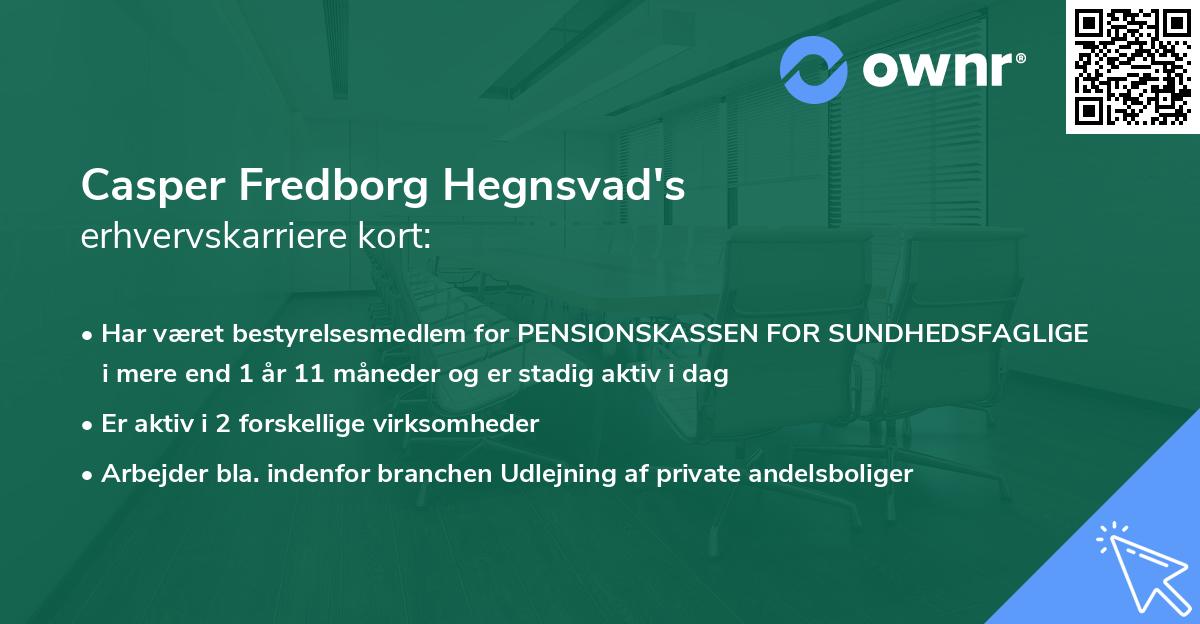 Casper Fredborg Hegnsvad's erhvervskarriere kort
