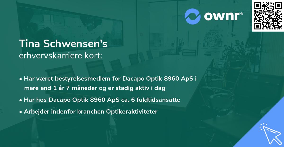 Tina Schwensen's erhvervskarriere kort