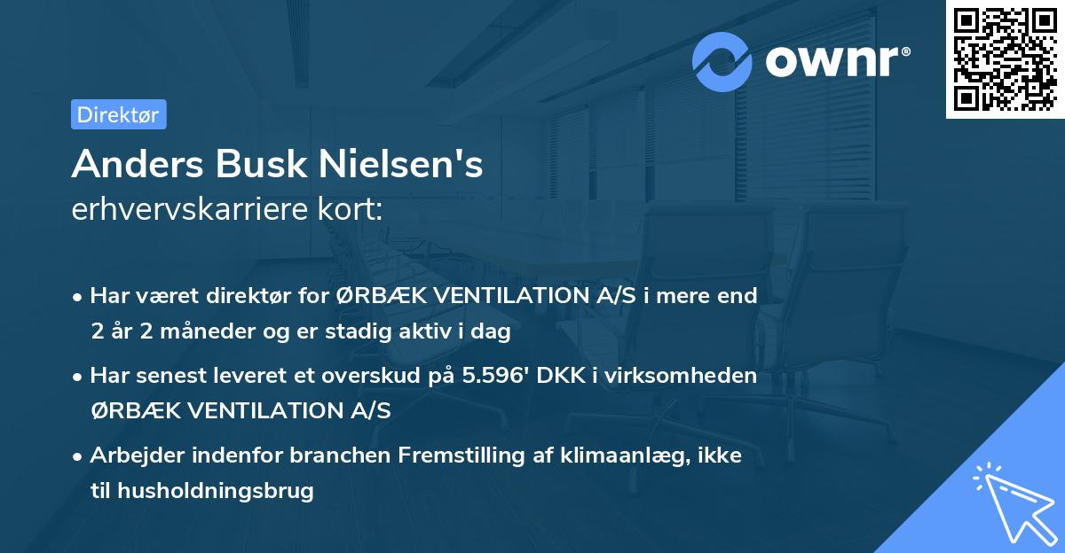 Anders Busk Nielsen's erhvervskarriere kort