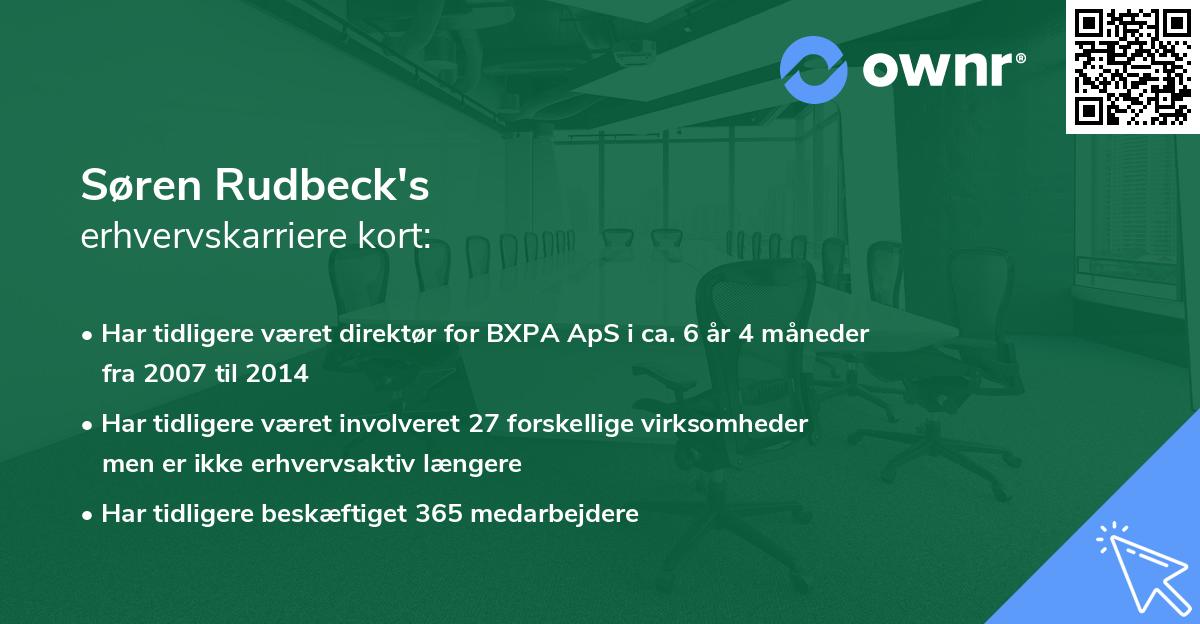 Søren Rudbeck's erhvervskarriere kort