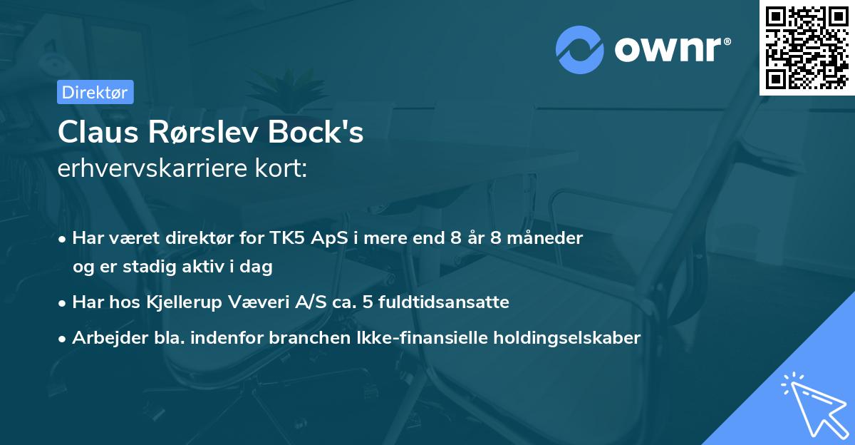 Claus Rørslev Bock's erhvervskarriere kort