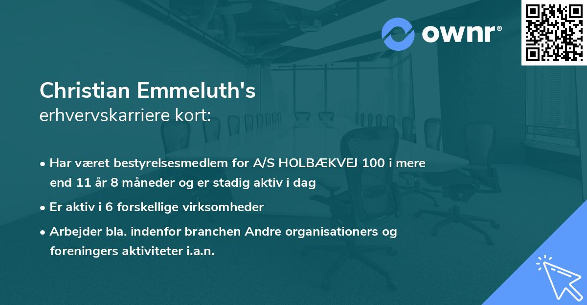 Christian Emmeluth's erhvervskarriere kort