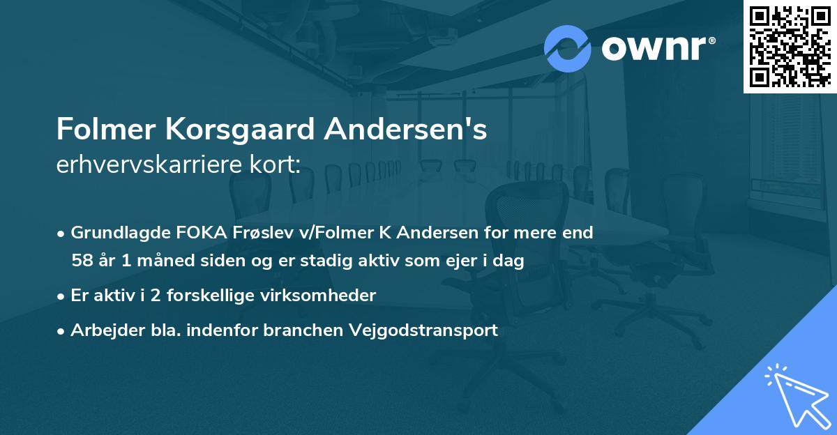 Folmer Korsgaard Andersen's erhvervskarriere kort
