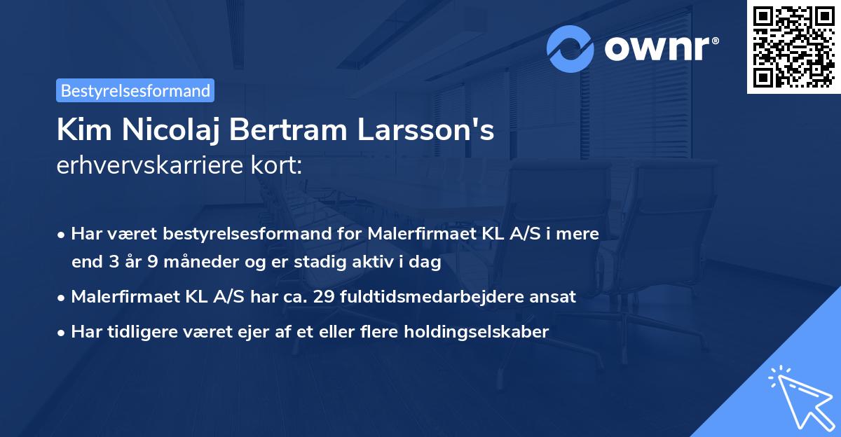 Kim Nicolaj Bertram Larsson's erhvervskarriere kort