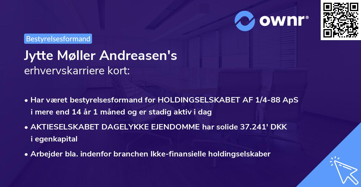 Jytte Møller Andreasen's erhvervskarriere kort
