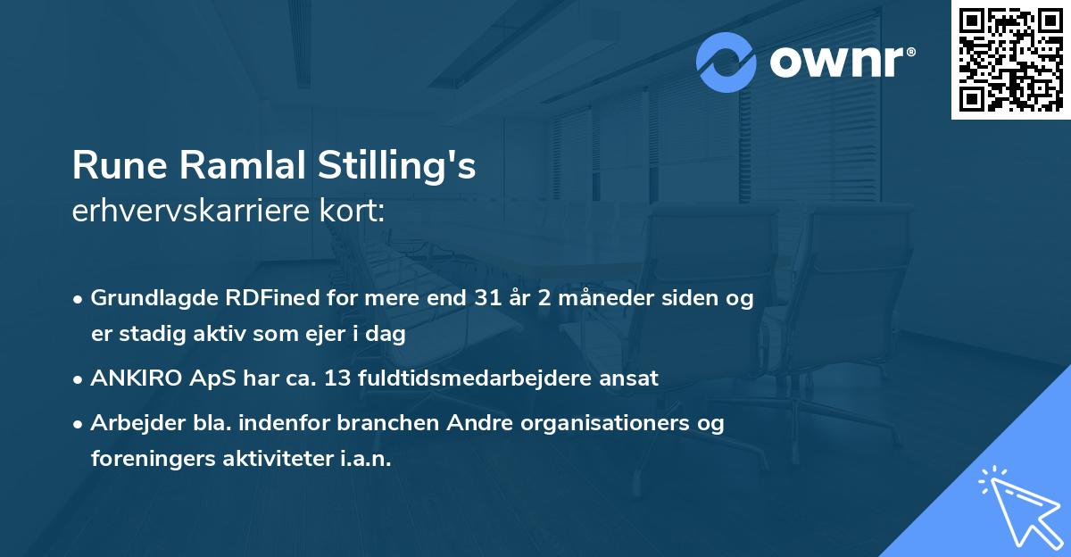 Rune Ramlal Stilling's erhvervskarriere kort