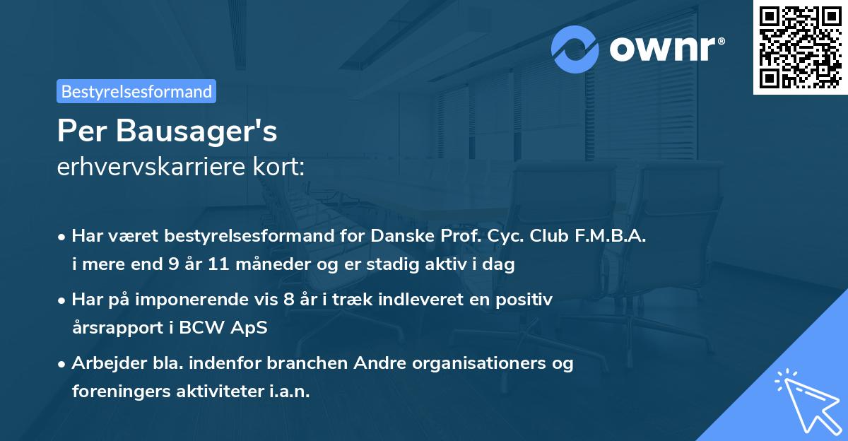 Per Bausager's erhvervskarriere kort