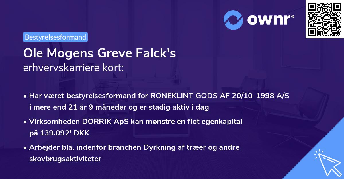 Ole Mogens Greve Falck's erhvervskarriere kort