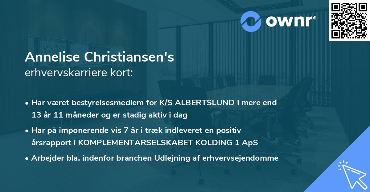 Annelise Christiansen's erhvervskarriere kort