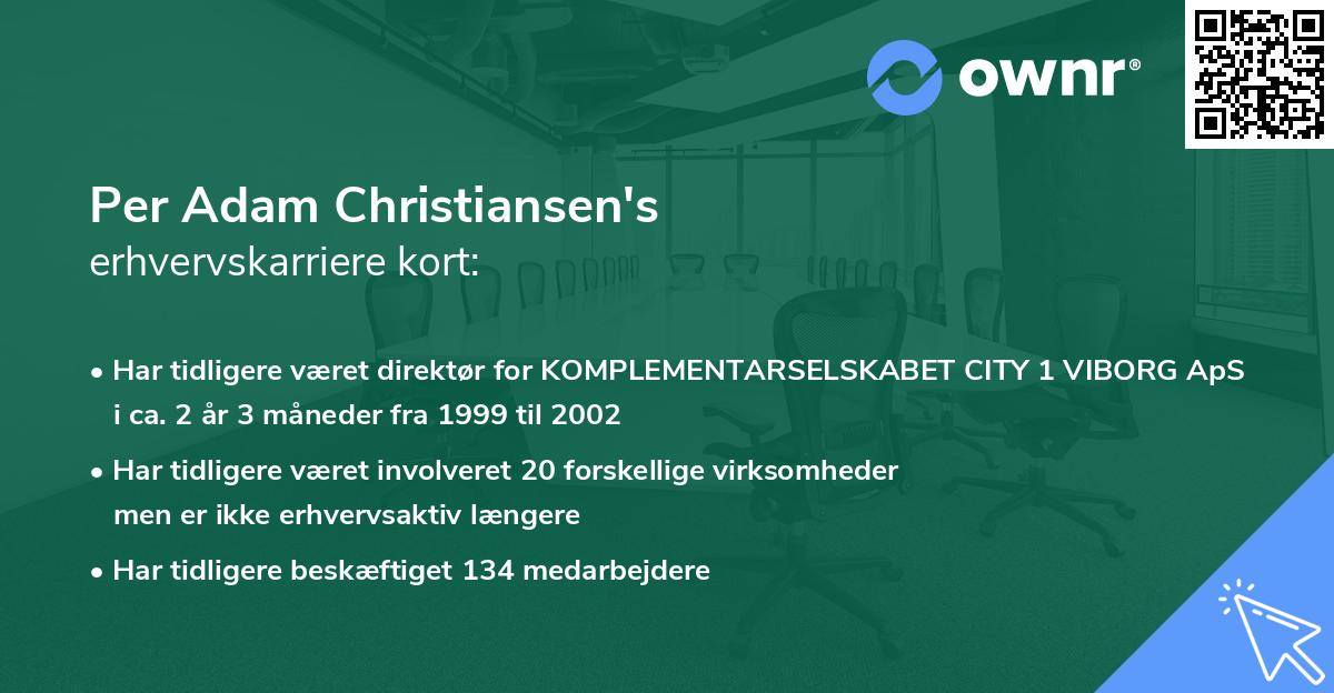 Per Adam Christiansen's erhvervskarriere kort