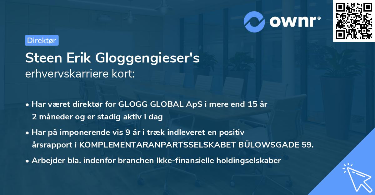 Steen Erik Gloggengieser's erhvervskarriere kort