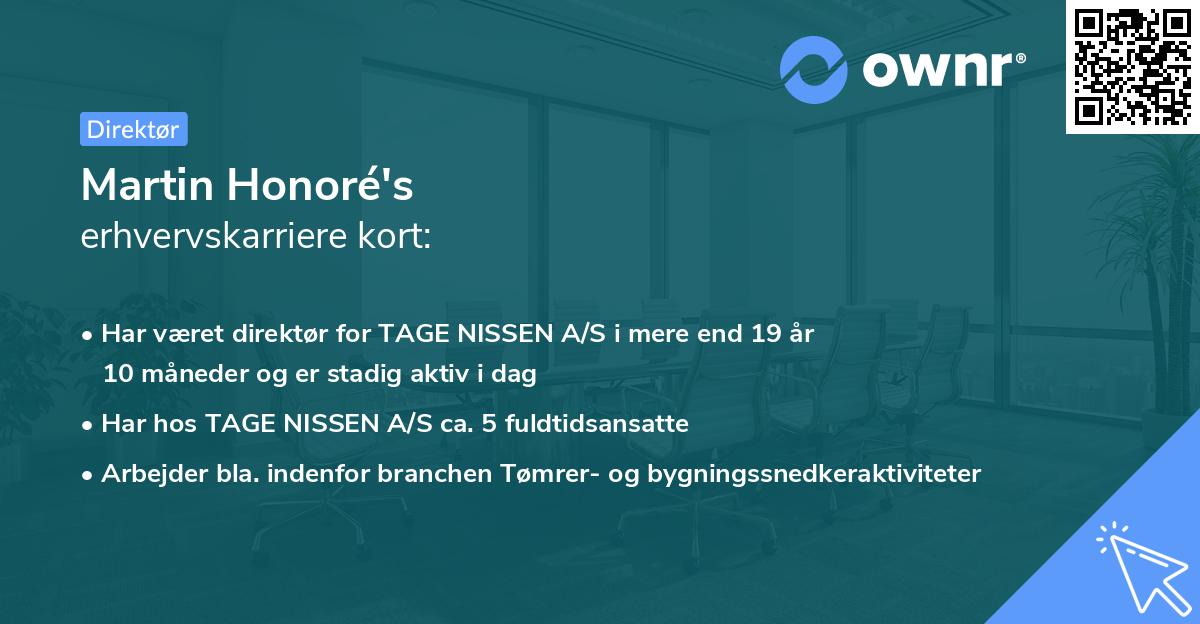 Martin Honoré's erhvervskarriere kort