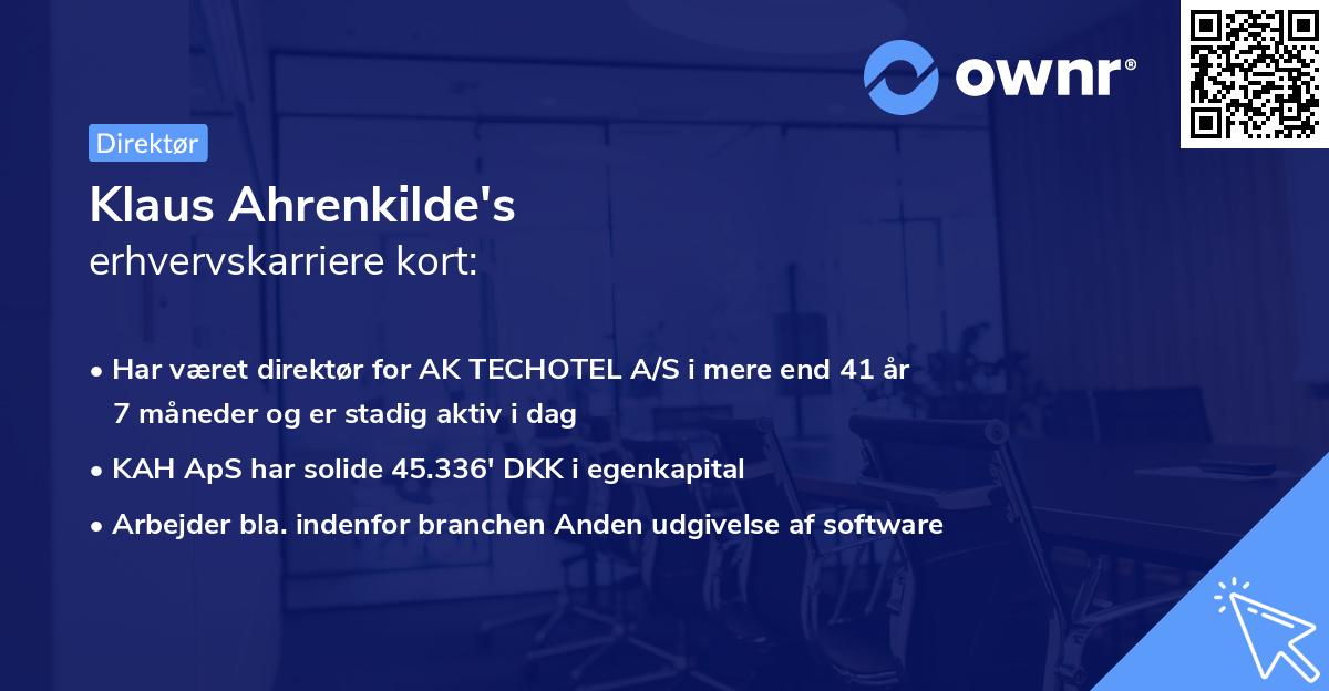 Klaus Ahrenkilde's erhvervskarriere kort
