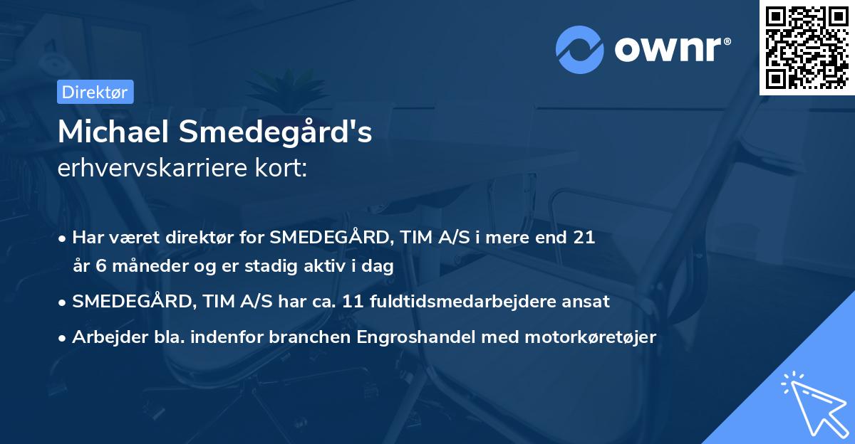 Michael Smedegård's erhvervskarriere kort