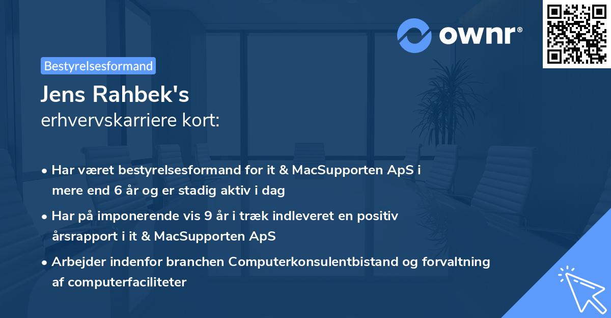 Jens Rahbek's erhvervskarriere kort
