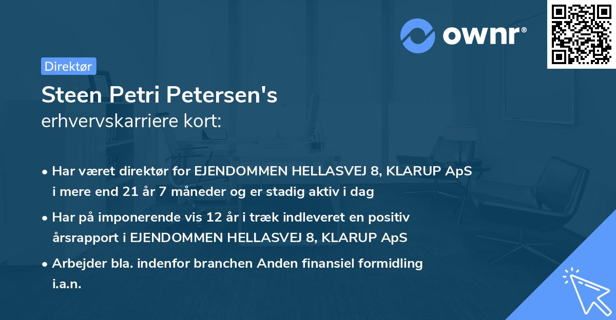 Steen Petri Petersen's erhvervskarriere kort