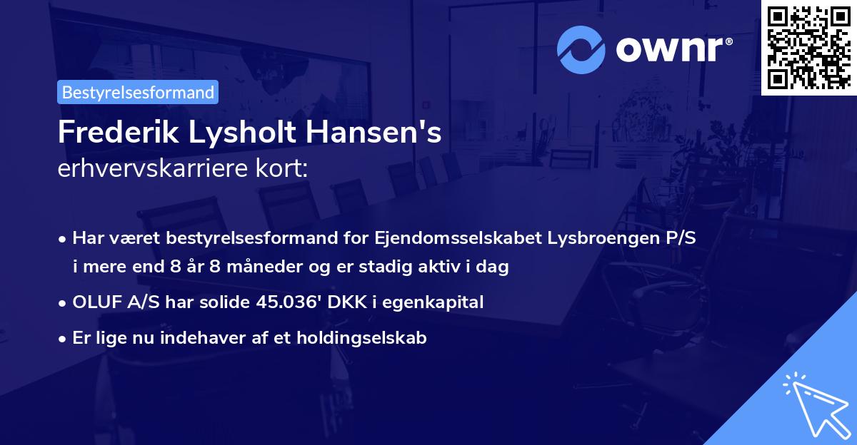 Frederik Lysholt Hansen's erhvervskarriere kort