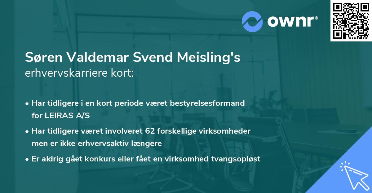 Søren Valdemar Svend Meisling's erhvervskarriere kort