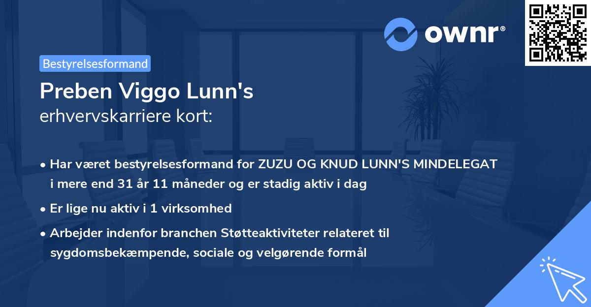 Preben Viggo Lunn's erhvervskarriere kort