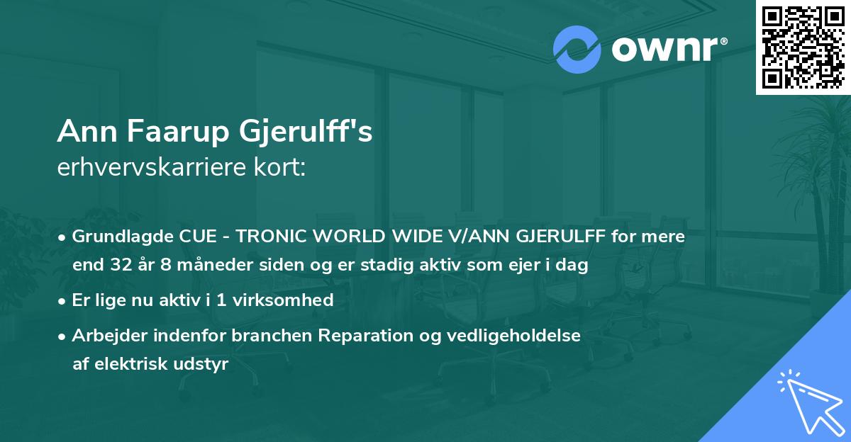 Ann Faarup Gjerulff's erhvervskarriere kort