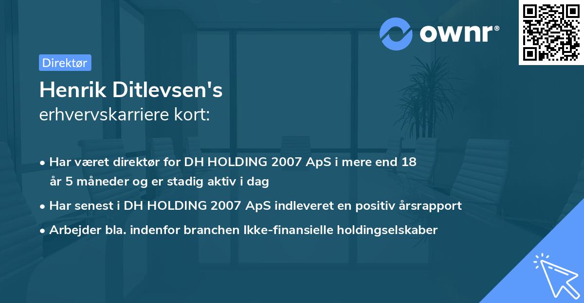 Henrik Ditlevsen's erhvervskarriere kort