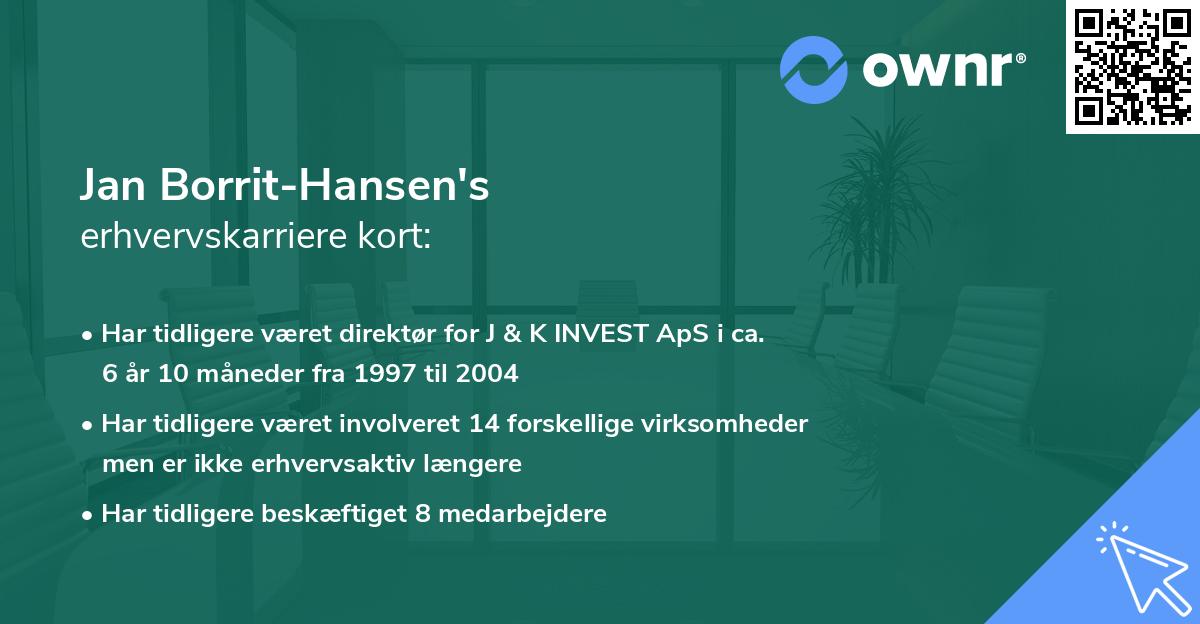 Jan Borrit-Hansen's erhvervskarriere kort