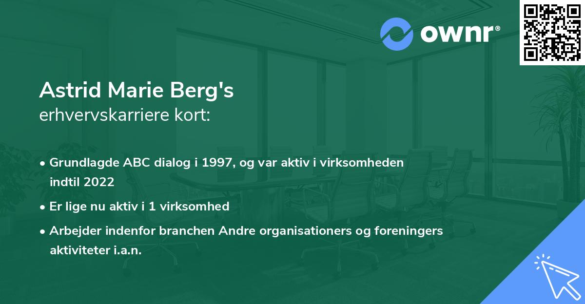 Astrid Marie Berg's erhvervskarriere kort