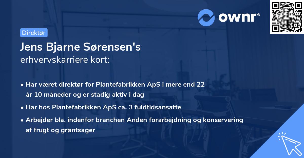 Jens Bjarne Sørensen's erhvervskarriere kort